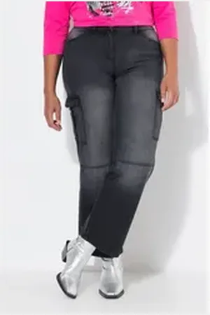 Angel of Style Angel of Style Regular-fit-Jeans Cargojeans Straight Fit bleached Cargotaschen schwarz 42