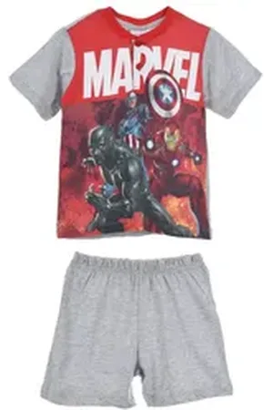 Marvel The Shorty Captain America Ironman Black Panther Kinder Jungen Pyjama Schlaf-Set (2 tlg) grau 110
