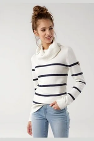 KangaROOS Rollkragenpullover in lässiger Form mit Kontraststreifen weiß 48/50 (XL)
