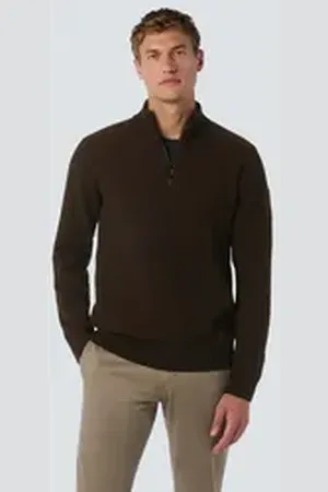No Excess Rollkragenpullover Halber Reißverschluss Pullover Melange braun S