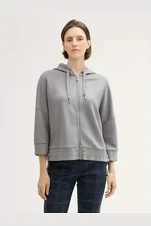 TOM TAILOR Sweatjacke 7/8 Arm Sweatjacke grau M
