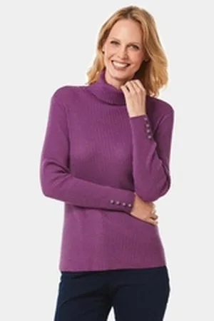 GOLDNER Rollkragenpullover Kurzgröße: lila 25