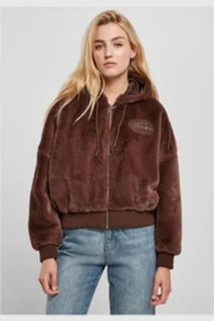 FUBU Collegejacke Damen FW224-022-1 Signature Rhinestone Fur Jacket brown (1-St) braun S
