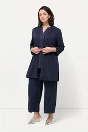 Ulla Popken Sommerjacke Jersey-Blazer Reverskragen 3/4-Arm Modalmix blau 42/44