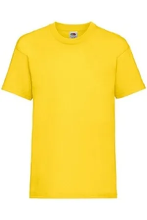 Fruit Of The Loom T-Shirt Kinder T-Shirt für Mädchen u. Jungen im 2er/3er Pack - 100% Baumwolle (2-tlg) Gr. 92 bis 164 - verschiedene Farben gelb 116