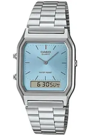 Casio VINTAGE Quarzuhr Collection Edgy Armbanduhr Ana-Digi Stahl/Hellblau blau
