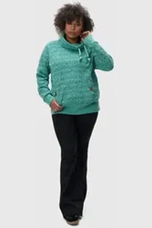 Ragwear Rollkragenpullover Rylie Print Plus modischer Damen Kapuzensweater mit Kordeln blau 46