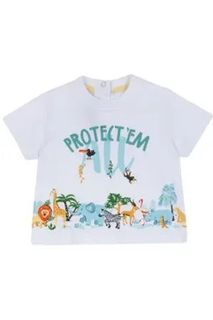 chicco T-Shirt T-Shirt (1-tlg) Kinder T-Shirt „Protect’em“ – Nachhaltiges Kurzarmshirt mit Tiermotiv weiß 86