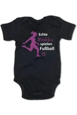 G-graphics Kurzarmbody Echte Mädchen spielen Fußball Baby Body mit Spruch / Motiv / Aufdruck • als Geschenk schwarz 0-3 Monate