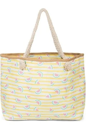 styleBREAKER Strandtasche Strandtasche mit Streifen und Melone Print (1-tlg) gelb