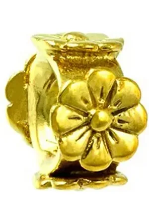 Carlo Biagi Bead Blumenband Bead Silber European Beads, Bead 925er Sterling Silber, 750/- Vergoldung, gold, Blumenband goldfarben