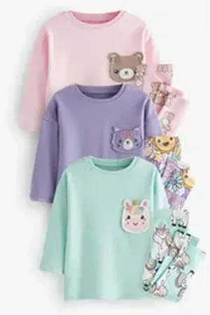 Next Pyjama 3er-Pack Schlafanzüge mit Leggings (6 tlg) rosa 122-128 (7-8 J.)