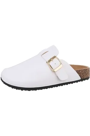 Ital-Design Damen Mules Freizeit Pantolette (85275961) Flach Pantoletten in Weiß weiß 36 EU