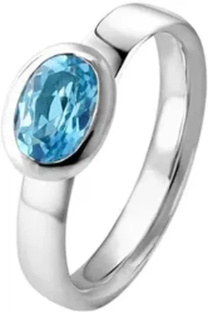 Acalee Goldring Topas Weißgold 333 / 8K Echter Topas Swiss Blau blau 54