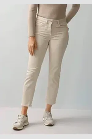ALBA MODA Gerade Jeans 7/8-Twillhose mit Fransen am Saum weiß 42