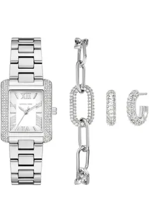 Michael Kors Quarzuhr EMERY MK4839SET, (Set, 4-tlg., mit 1 Paar Creolen und Armband), Armbanduhr, Damenuhr, Edelstahlarmband, ideal auch als Geschenk silberfarben