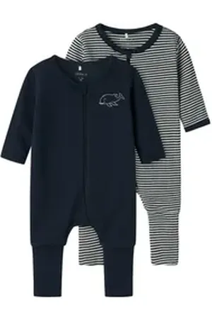 NAME IT Schlafoverall NBNNIGHTSUIT 2P ZIP FF Y/D CORE 2 NOOS (Packung, 2-tlg) blau 56