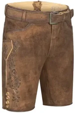 Nübler Trachtenlederhose Lederhose kurz RV Obert in Braun von 50