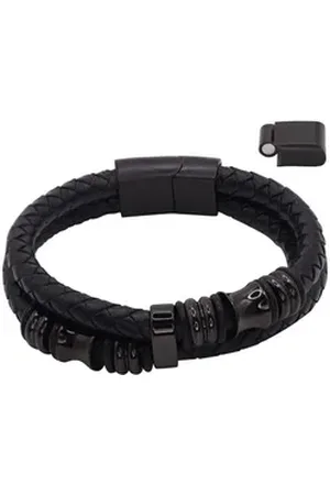 Heideman Armband Lederarmband Luca (Armband, inkl. Geschenkverpackung), Echtlederarmband, Männerarmband, Männerlederarmband schwarz 23 cm