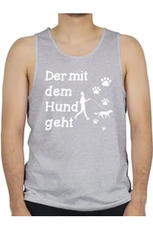 Shirtracer Tanktop Der mit dem Hund geht Pfoten weiß Sprüche Statement mit Spruch grau M