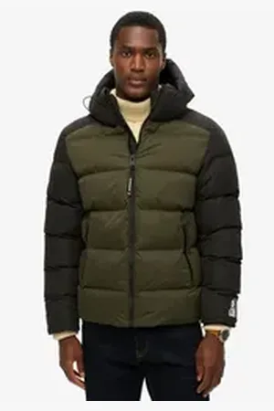 Superdry Steppjacke HOOD COLOUR BLOCK SPORT PUFFER schwarz S