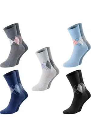 Chili Lifestyle Basicsocken BestCare LADY DIAMOND Rautenkaro Socken für Damen (Multipack, 5-Paar, 5 Farbdesings) Weichbund ohne Gummidruck blau|bunt|grau|schwarz 39-42