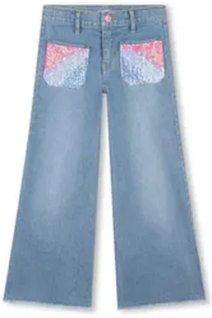 Billieblush Weite Jeans weite Jeans blau mit pinken Paillettentaschen 5 Jahre ( 104-110 )