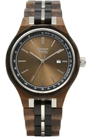 Green Time Quarzuhr ZW166D, Armbanduhr, Herrenuhr, Holzuhr, Datum braun