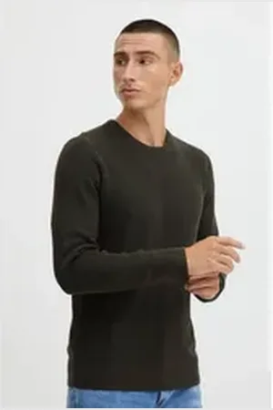 Blend Strickpullover Rundhals Strickpullover Basic Langarm Sweater Cotton Knitted Sweater - H-4349 grün XL