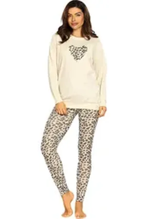 Comtessa Pyjama Damen-Schlafanzug gemustert: Leggings braun 44