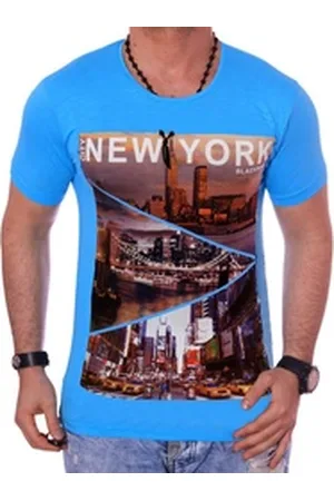 Blackrock T-Shirt Herren Urlaub USA Amerika New York kurzarm Rundhals bedruckt Slim-Fit blau L