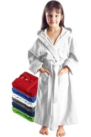 Arus Kinderbademantel für Jungen und Mädchen, mit Kapuze, 100% Baumwolle, mit zwei Taschen, farbenfroh weiß 164