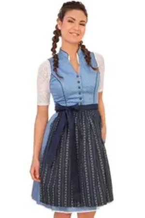 Alpenfee Dirndl Retro Dirndl 2tlg. - NEELE - hellblau/marine blau 30