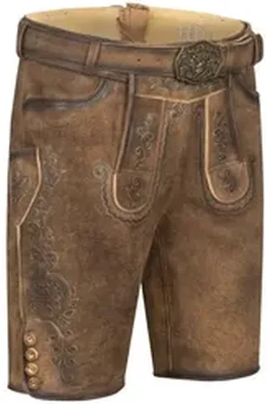 Nübler Trachtenlederhose Lederhose kurz Obert in Dunkelbraun von 48