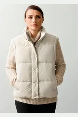 ALBA MODA Steppjacke Steppjacke mit abnehmbaren Ärmeln braun 40