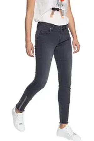 ATT Slim-fit-Jeans Leoni (1-tlg) mit offenen Saumkanten und Paillettendetails grau 44