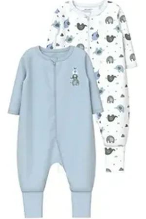 NAME IT Schlafoverall NBMNIGHTSUIT 2P ZIP FF ELEPHANT blau 92