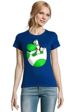 Blondie & Brownie T-Shirt Damen Baby Yoshi Ei Mario Super Retro Konsole Gaming blau XL