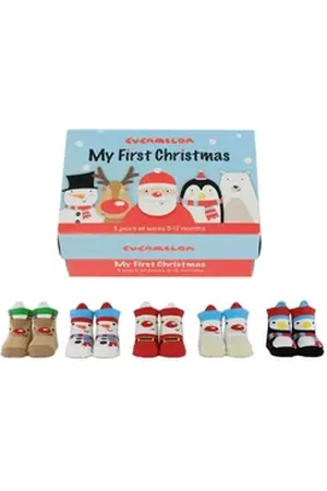 Cucamelon Freizeitsocken Mein erstes Weihnachten Socken für Babys (5 Paar)