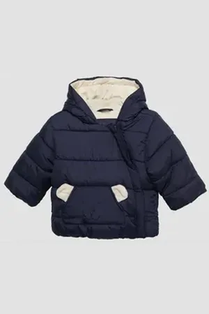 QS by s.Oliver Outdoorjacke Wattierte Jacke mit Fleece-Futter und Bären-Motiv Raffung blau 92
