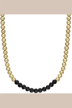 Giorgio Armani ARMANI EXCHANGE Edelstahlkette Schmuck Geschenk Halsschmuck Halskette Kugeln, AXG0142710, mit Glasstein gelb|goldfarben|schwarz