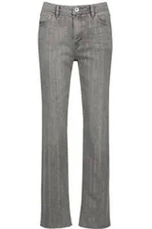 Taifun Stretch-Jeans Glamour-Jeans mit Strassstein-Dekor Straight Fit grau 42