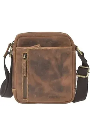 Greenburry Umhängetasche "Vintage" Leder, Schultertasche, Herrentasche 18x21cm, antik Look braun