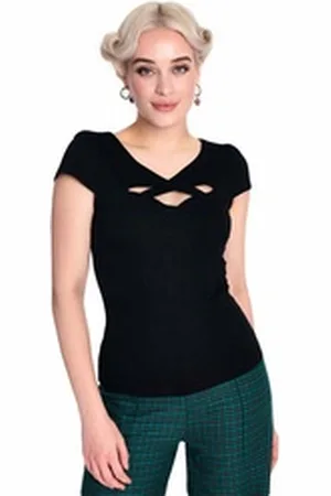 Voodoo Vixen Shirttop Criss Cross Vintage Classic Retro Oberteil schwarz M