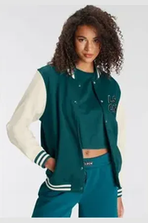 Lascana Sweatjacke im College Stil, Loungeanzug grün 32/34