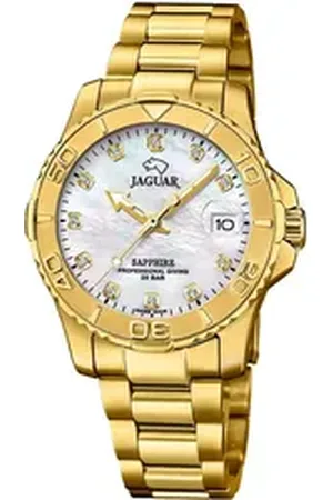Jaguar Quarzuhr Damenuhr Edelstahl gold Pro, (Analoguhr), Damen Armbanduhr rund, Edelstahlarmband gold goldfarben