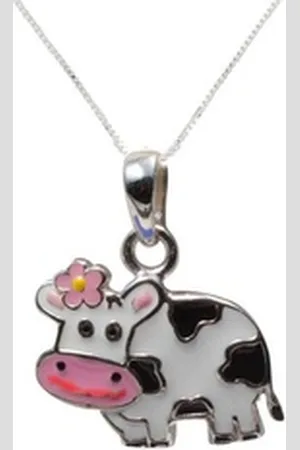 schmuck23 Kettenanhänger Ketten Anhänger Kuh 925 Silber Kinder Mädchen (Halskette mit Anhänger), Silberanhänger Kettenanhänger Kinderschmuck Halskette bunt