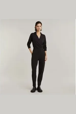 G-Star Jumpsuit Shirt Jumpsuit elastische Taille mit Knopf schwarz S