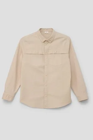 QS by s.Oliver Langarmhemd Oxford-Hemd mit Pattentaschen beige L