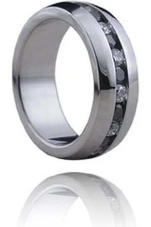 Karisma Fingerring Damen Unendlichkeit Edelstahl 316L Ring Zirkonia Black White SR636, mit Zirkonia schwarz 6 / 51